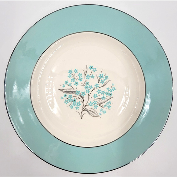 Sevron Powder Blue Lace 10” Dinner Plate Platinum Trim 1950's Mid Century Dining - Picture 4 of 6
